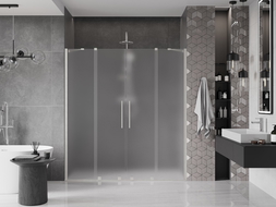 Mexen Velar Duo posuvné sprchové dvere 180 cm, mrazené, kartáčovaný nikel - 871-180-000-32-97