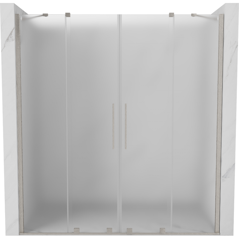 Mexen Velar Duo posuvné sprchové dvere 170 cm, námraza, brúsený nikel - 871-170-000-32-97