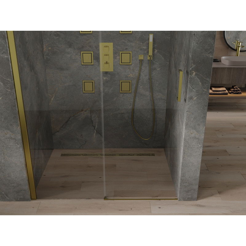 Mexen Omega posuvné sprchové dvere 130 cm, transparentné, zlaté - 825-130-000-50-00