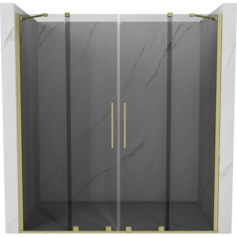 Mexen Velar Duo sprchové dvere posuvné 180 cm, grafitové, zlaté kartáčované - 871-180-000-42-55