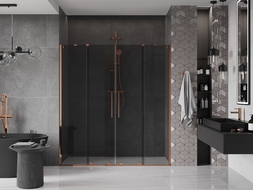 Mexen Velar Duo posuvné sprchové dvere 180 cm, grafitové, ružové zlato - 871-180-000-42-60
