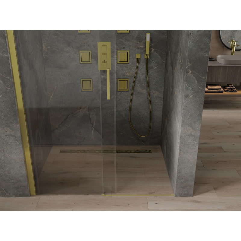 Mexen Omega posuvné sprchové dvere 100 cm, transparentné, zlaté - 825-100-000-50-00