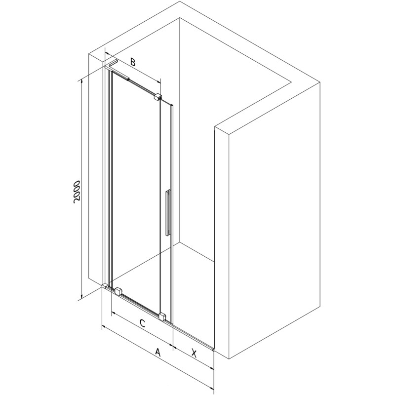 Mexen Velar L posuvné sprchové dvere 90 cm, priehľadné, brúsená zbraň šedá - 871-090-003-01-66