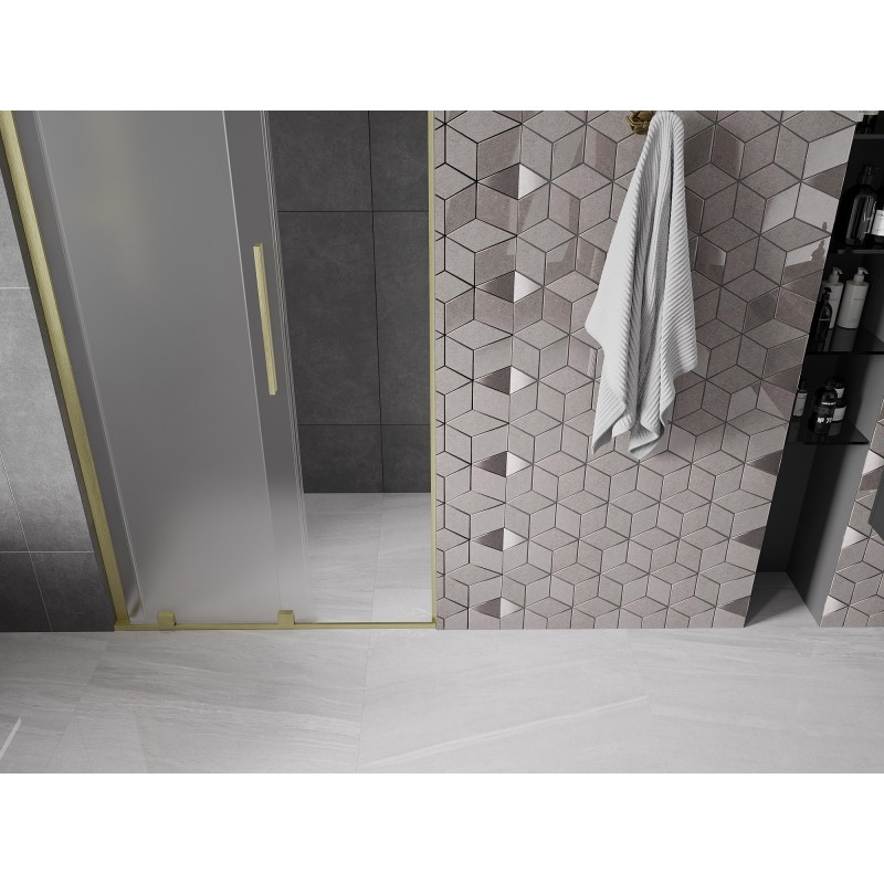 Mexen Velar L posuvné sprchové dvere 90 cm, mráz, zlaté kartáčované - 871-090-003-31-55