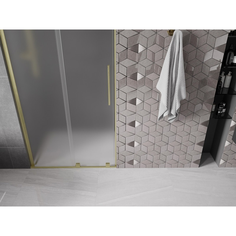 Mexen Velar L posuvné sprchové dvere 90 cm, mráz, zlaté kartáčované - 871-090-003-31-55