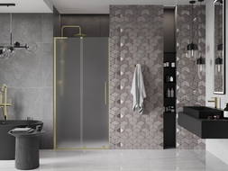 Mexen Velar L sprchové dvere posúvne 120 cm, mrazené, zlaté kefované - 871-120-003-31-55