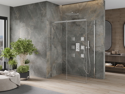 Mexen Omega sprchová kabína, posuvné dvere 140 x 80 cm, transparentnéné, chrómová - 825-140-080-01-00