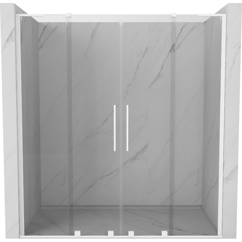 Mexen Velar L Duo posuvné sprchové dvere 200 cm, transparentné, biele - 871-200-003-02-20