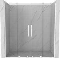 Mexen Velar L Duo sprchové dvere posuvné 200 cm, transparentné, biele - 871-200-003-02-20