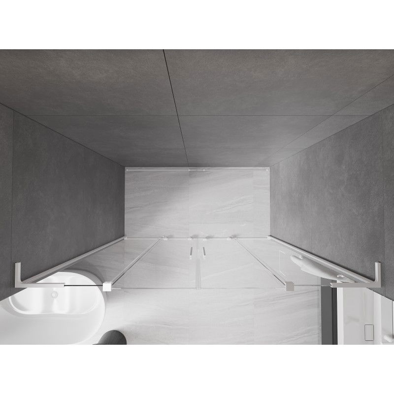 Mexen Velar L Duo sprchové dvere posuvné 200 cm, transparentné, biele - 871-200-003-02-20