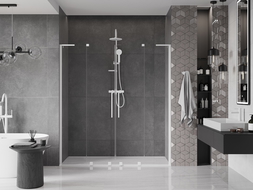 Mexen Velar L Duo posuvné sprchové dvere 180 cm, priehľadné, biele - 871-180-003-02-20
