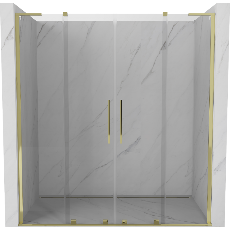 Mexen Velar L Duo posuvné sprchové dvere 170 cm, transparentné, zlaté - 871-170-003-02-50