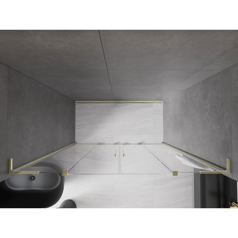 Mexen Velar L Duo posuvné sprchové dvere 200 cm, transparentné, zlaté - 871-200-003-02-50