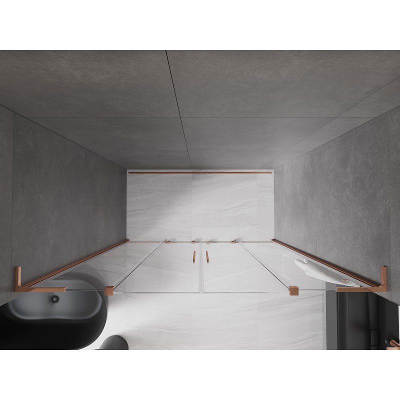 Mexen Velar L Duo sprchové dvere posuvné 170 cm, transparentné, ružové zlato - 871-170-003-02-60