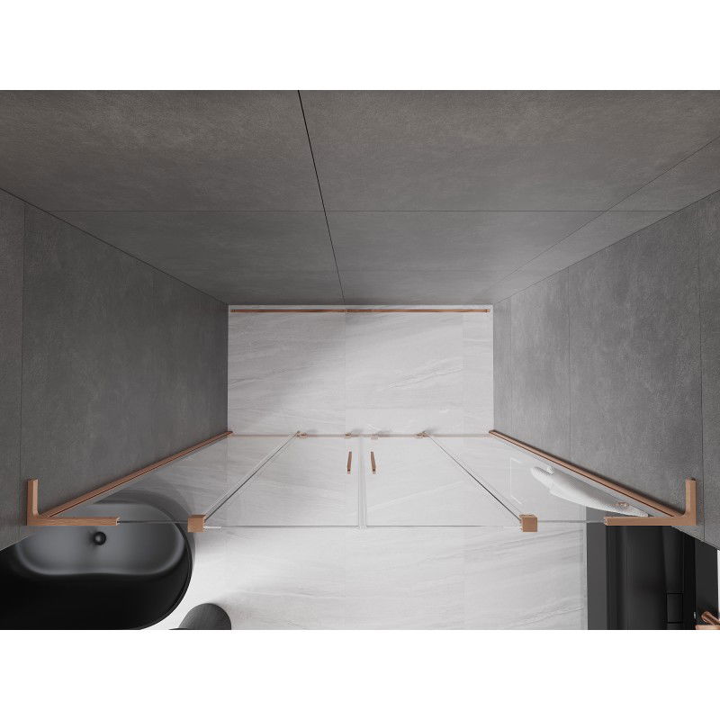 Mexen Velar L Duo sprchové dvere posuvné 200 cm, transparentné, brúsená meď - 871-200-003-02-65