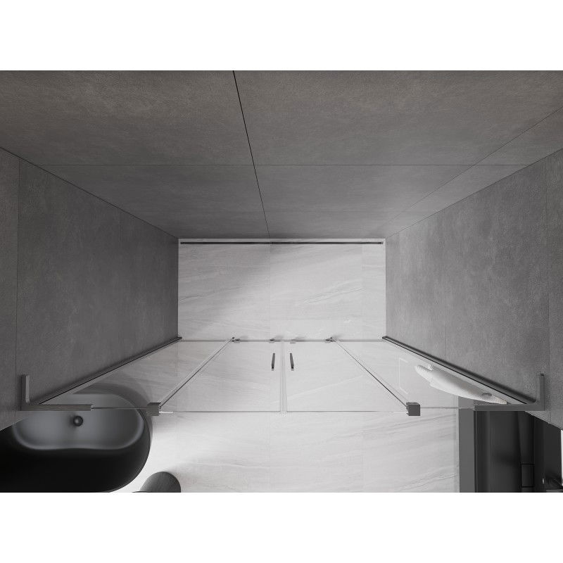 Mexen Velar L Duo sprchové dvere zasúvacie 180 cm, priehľadné, gun gray brúsené - 871-180-003-02-66