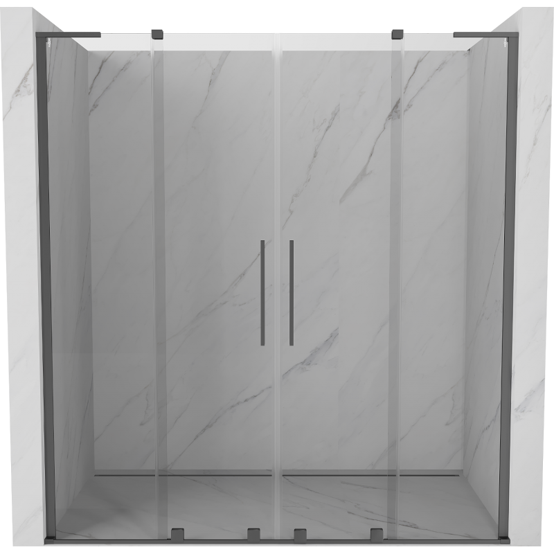 Mexen Velar L Duo Posuvné sprchové dvere 180 cm, transparentné, gun metal - 871-180-003-02-95