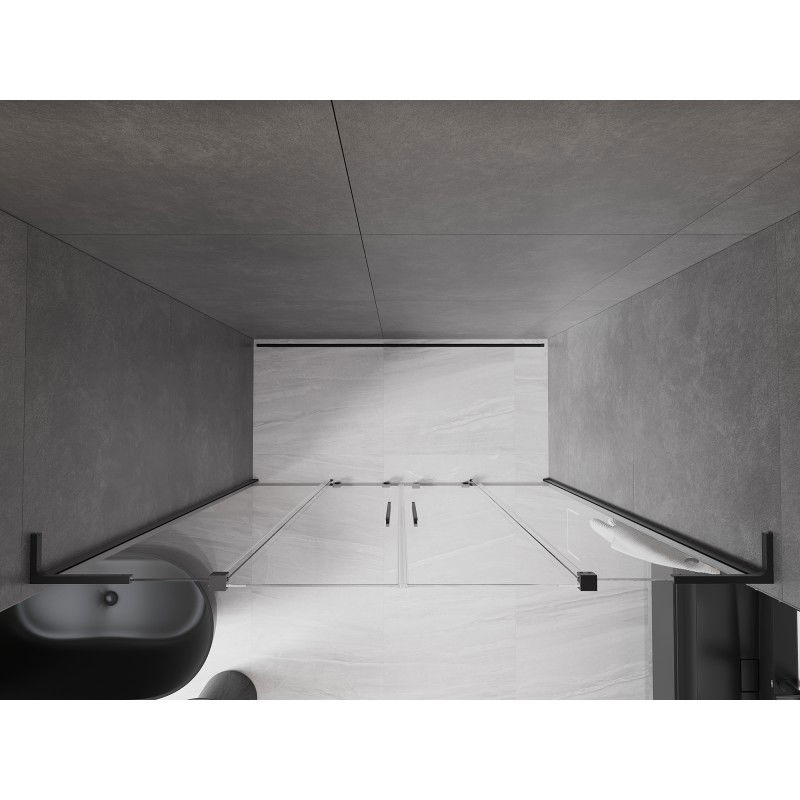 Mexen Velar L Duo sprchové dvere posuvné 180 cm, priehľadné, čierne - 871-180-003-02-70