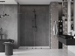 Mexen Velar L Duo sprchové dvere posuvné 180 cm, transparentné, gun metal - 871-180-003-02-95