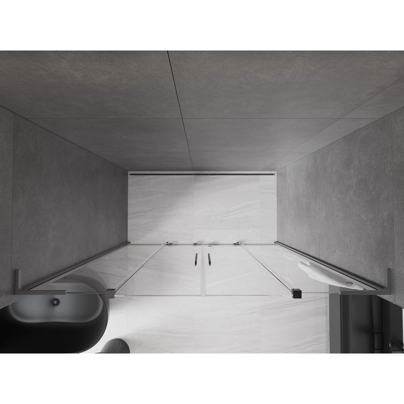 Mexen Velar L Duo posuvné sprchové dvere 200 cm, transparentné, gun metal - 871-200-003-02-95