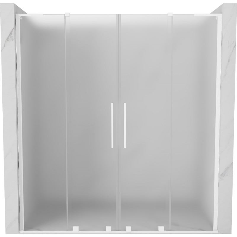 Mexen Velar L Duo posuvné sprchové dvere 200 cm, mrazené, biele - 871-200-003-32-20