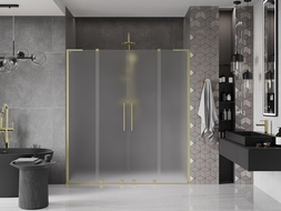 Mexen Velar L Duo sprchové dvere posuvné 200 cm, mrazené, zlaté kartáčované - 871-200-003-32-55