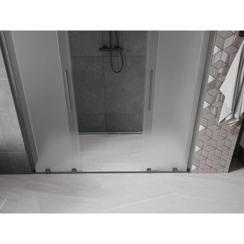 Mexen Velar L Duo sprchové dvere posuvné 170 cm, matné, gun gray kartáčovaný - 871-170-003-32-66