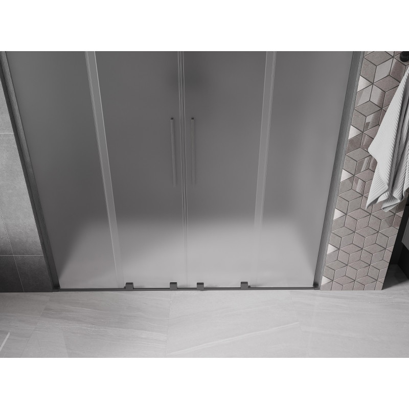 Mexen Velar L Duo sprchové dvere posuvné 170 cm, matné, gun gray kartáčovaný - 871-170-003-32-66