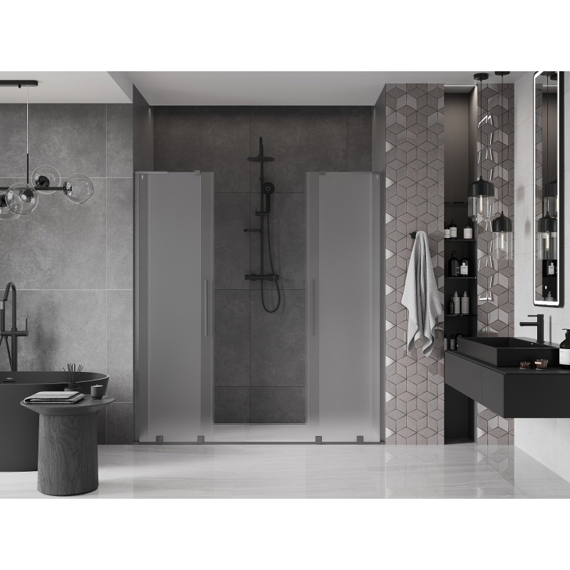 Mexen Velar L Duo sprchové dvere posuvné 170 cm, matné, gun gray kartáčovaný - 871-170-003-32-66