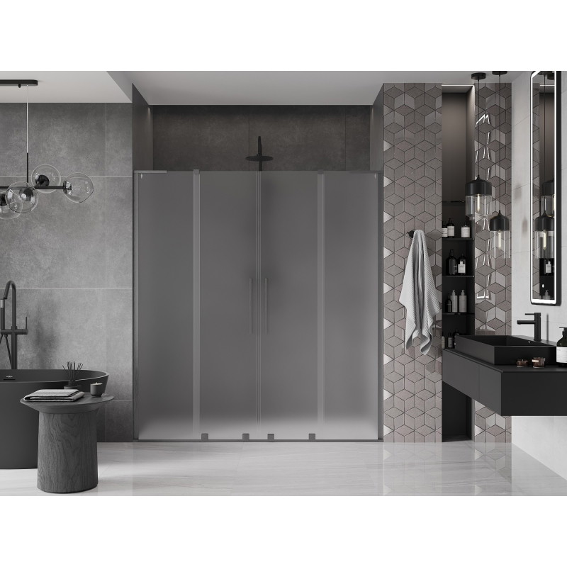 Mexen Velar L Duo sprchové dvere posuvné 170 cm, matné, gun gray kartáčovaný - 871-170-003-32-66