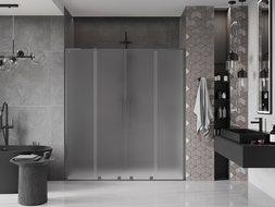 Mexen Velar L Duo posuvné sprchové dvere 200 cm, námraza, brúsená zbraňová šedá - 871-200-003-32-66