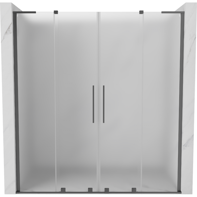 Mexen Velar L Duo sprchové dvere posuvné 180 cm, námraza, gun metal - 871-180-003-32-95