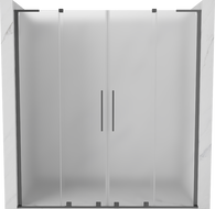 Mexen Velar L Duo sprchové dvere posuvné 200 cm, mrazené, gun metal - 871-200-003-32-95