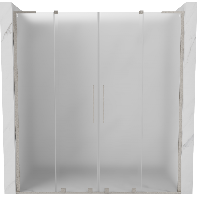 Mexen Velar L Duo sprchové dvere posuvné 180 cm, mliečne, brúsený nikel - 871-180-003-32-97