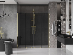 Mexen Velar L Duo sprchové dvere posuvné 180 cm, grafit, zlaté - 871-180-003-42-50