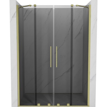 Mexen Velar Duo sprchové dvere posuvné 140 cm, grafitové, zlaté kartáčované - 871-140-000-42-55