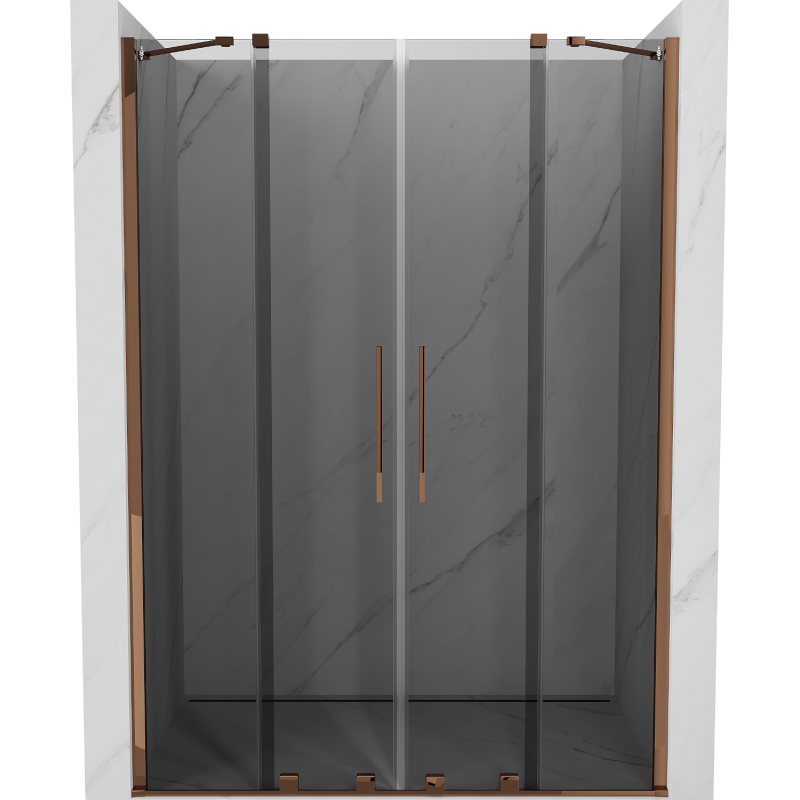 Mexen Velar Duo posuvné sprchové dvere 140 cm, grafitové, ružové zlato - 871-140-000-42-60