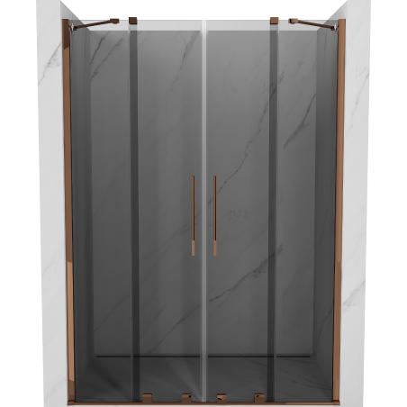 Mexen Velar Duo posuvné sprchové dvere 140 cm, grafitové, ružové zlato - 871-140-000-42-60