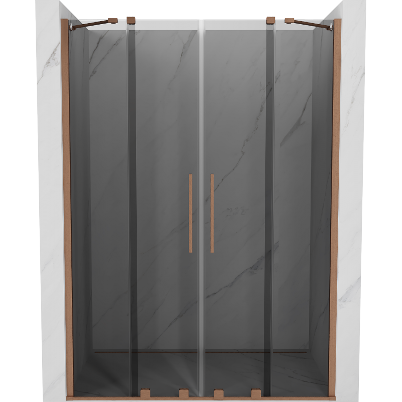 Mexen Velar Duo posuvné sprchové dvere 150 cm, grafit, brúsená meď - 871-150-000-42-65