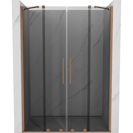 Mexen Velar Duo posuvné sprchové dvere 150 cm, grafit, brúsená meď - 871-150-000-42-65