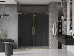 Mexen Velar L Duo posuvné sprchové dvere 170 cm, grafit, zlaté kartáčované - 871-170-003-42-55