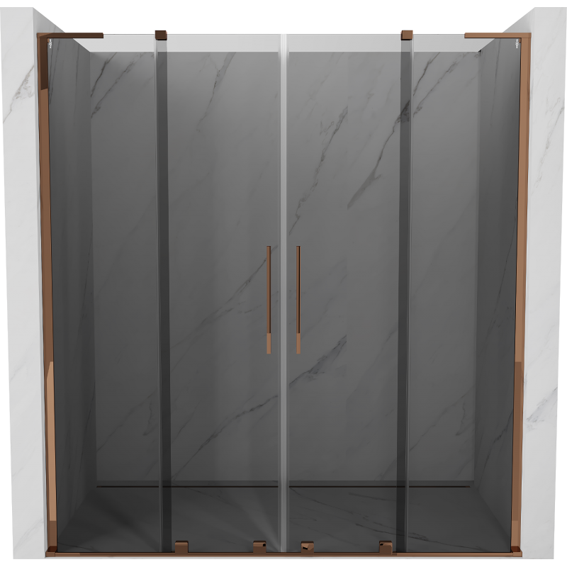 Mexen Velar L Duo posuvné sprchové dvere 170 cm, grafit, ružové zlato - 871-170-003-42-60