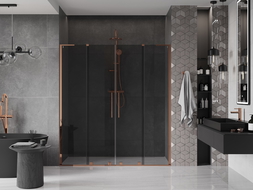 Mexen Velar L Duo posuvné sprchové dvere 180 cm, grafit, ružové zlato - 871-180-003-42-60