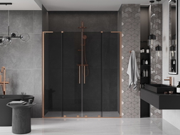 Mexen Velar L Duo sprchové dvere posuvné 180 cm, grafit, brúsená meď - 871-180-003-42-65