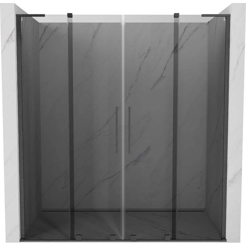 Mexen Velar L Duo posuvné sprchové dvere 200 cm, grafit, gun gray brúsené - 871-200-003-42-66