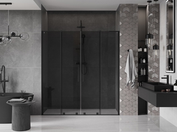 Mexen Velar L Duo posuvné sprchové dvere 180 cm, grafit, čierne - 871-180-003-42-70