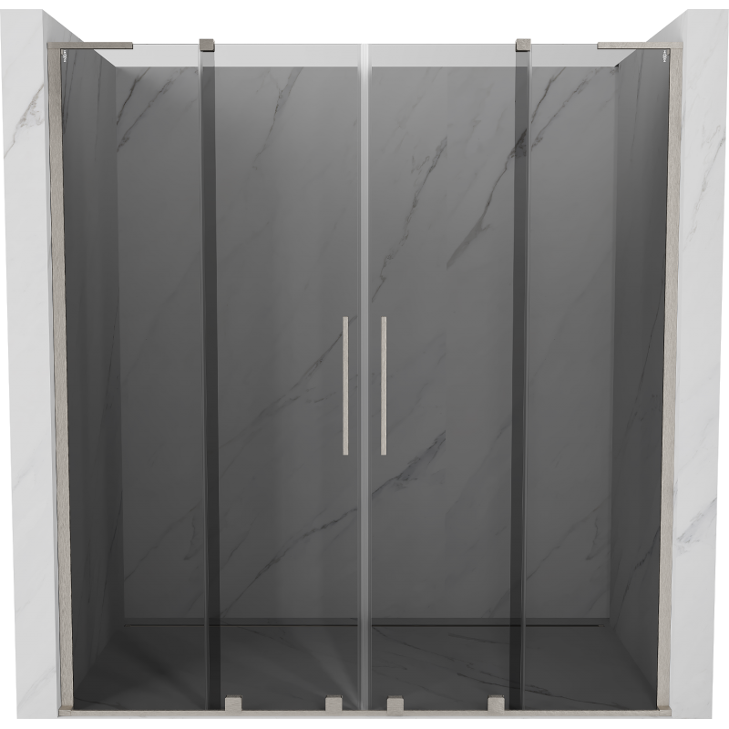 Mexen Velar L Duo posuvné sprchové dvere 170 cm, grafit, kartáčovaný nikel - 871-170-003-42-97