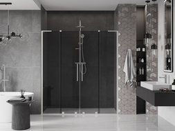 Mexen Velar L Duo posuvné sprchové dvere 180 cm, grafit, brúsený nikel - 871-180-003-42-97