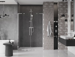 Mexen Velar L Duo posuvné sprchové dvere 140 cm, transparentné, chróm - 871-140-003-02-01