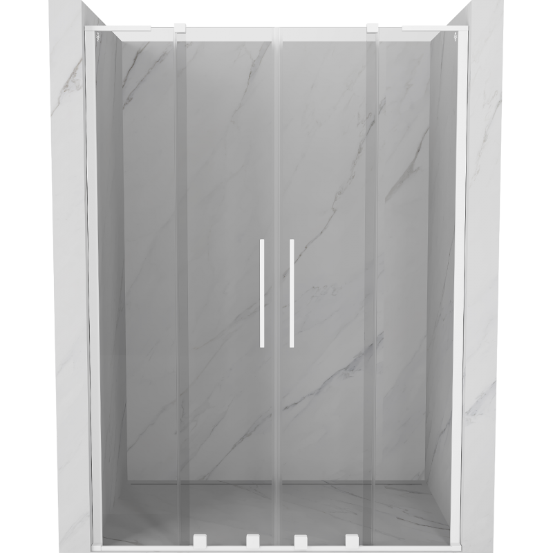Mexen Velar L Duo sprchové dvere posuvné 150 cm, transparentné, biele - 871-150-003-02-20